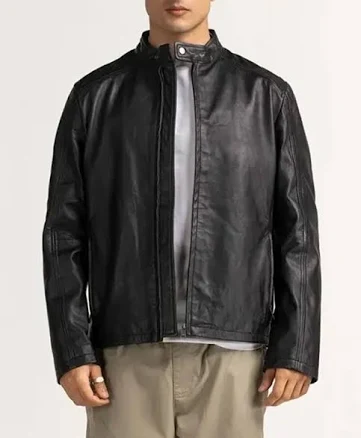 Classic Men's Cafe Racer Leather Zipper Jacket