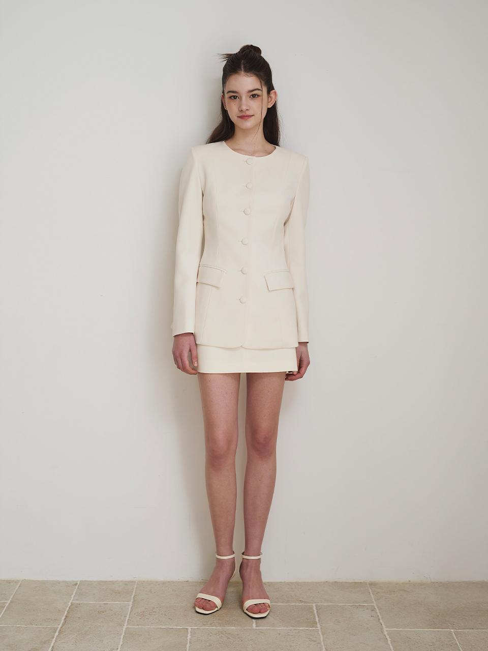 RACHEL Button Jacket Skirt Set [IVORY]