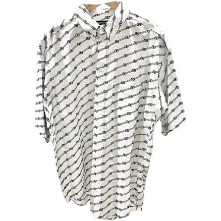 Balenciaga White Cotton BB Logo Poplin Shirt Size M