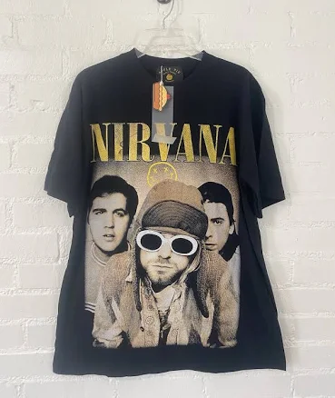 Nirvana Aop Apple Pie Label T Shirt Size Xl Kurt Cobain Smiley Face On
