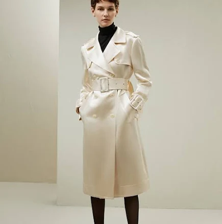LILYSILK Ladies Wool Coat Trench Beige Silk & Wool Trench Coat
