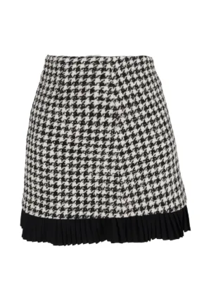 Houndstooth Tweed Mini Skirt