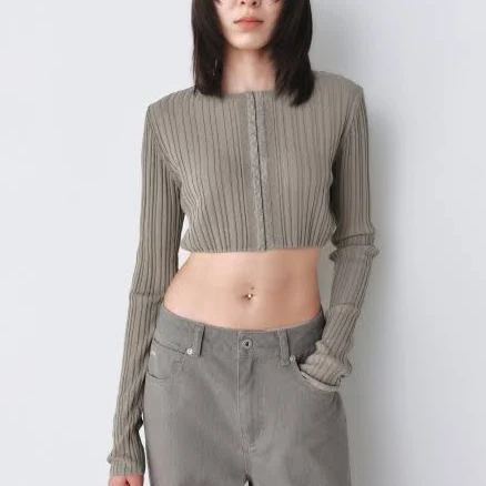 INSILENCE Women's Crop Hook Knit Cardigan