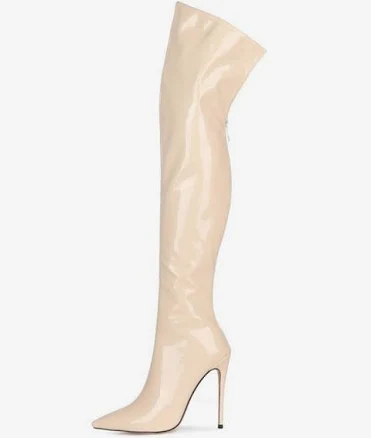 Women's Pointed Toe Zip Up Thigh High Boots