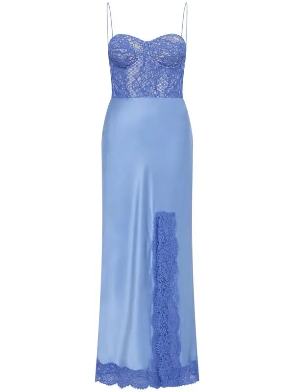 Lace-trim Silk Midi Dress