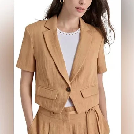 DKNY Women's Cropped Short Sleeve Blazer
