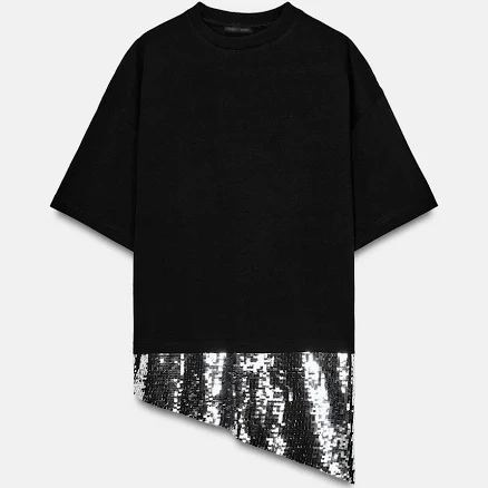 Zara Asymmetric Sequin T-Shirt