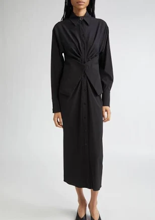 Sportmax Women's Pirania Ruched Long Sleeve Midi Shirtdress