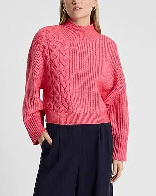 Women's Cable Knit Relaxed Mock Neck Sweater