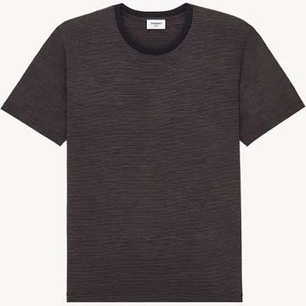 Saint Laurent Cassandre T-Shirt In Striped Wool - Black - Men - XL