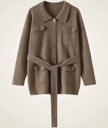 Leandria - Belted Cashmere Cardigan | The Cashmere Studio, Taupe / One size