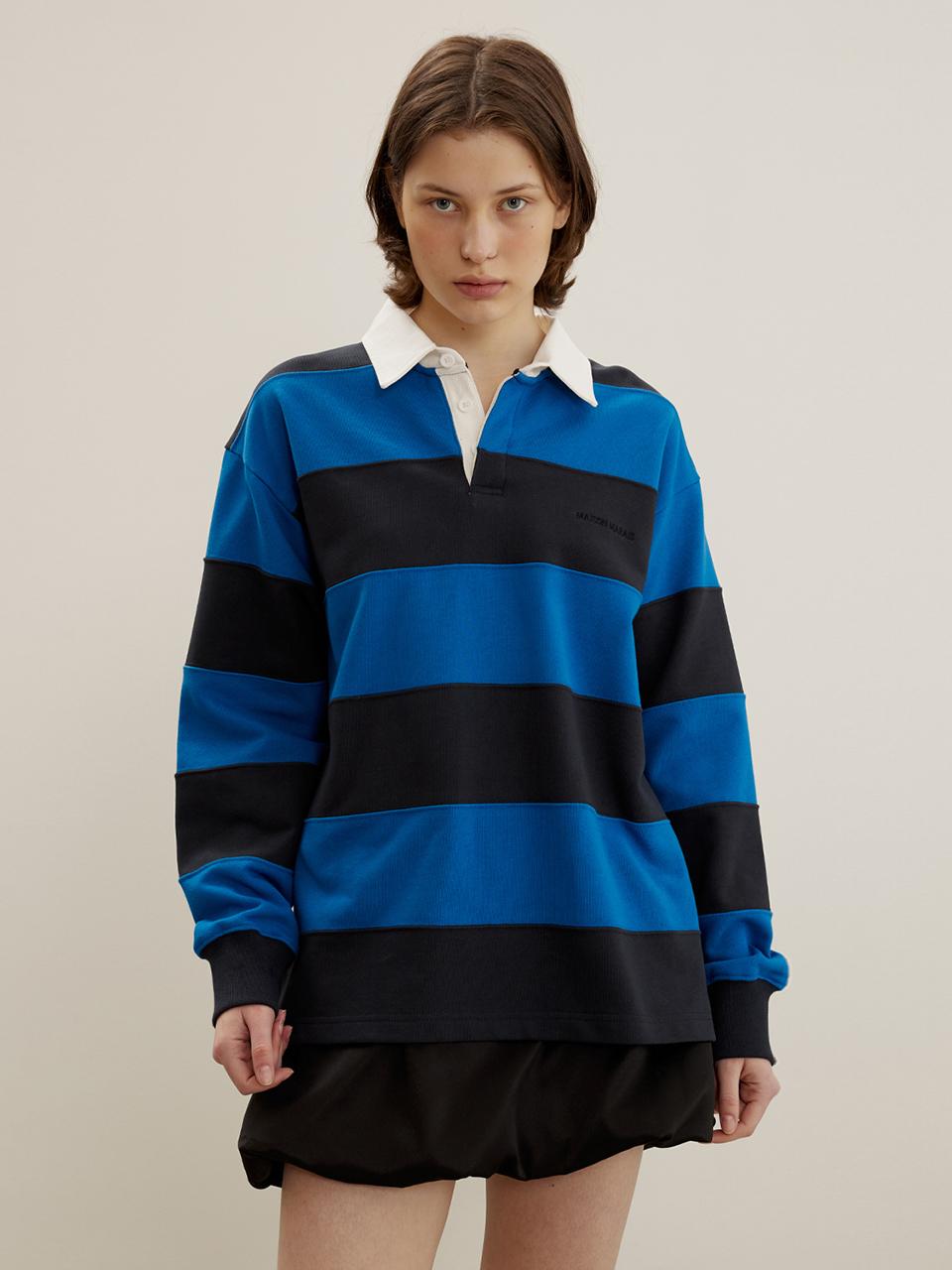Embroidered Rugby Top - Blue