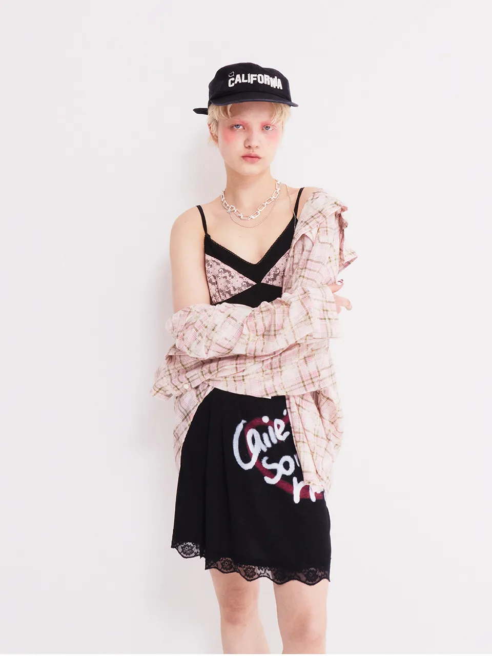 NEW DIRTYWASHING OVERFIT CHECK SHIRT PINK