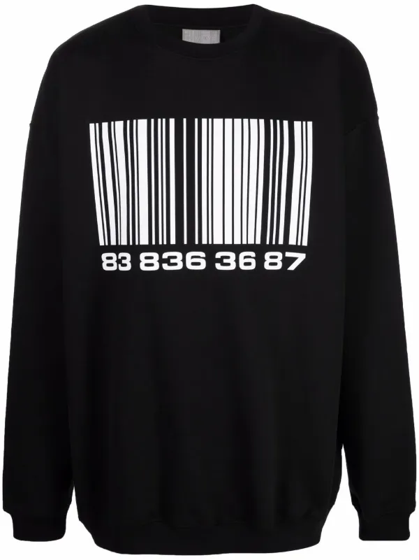 Barcode-print Crew-neck Sweatshirt