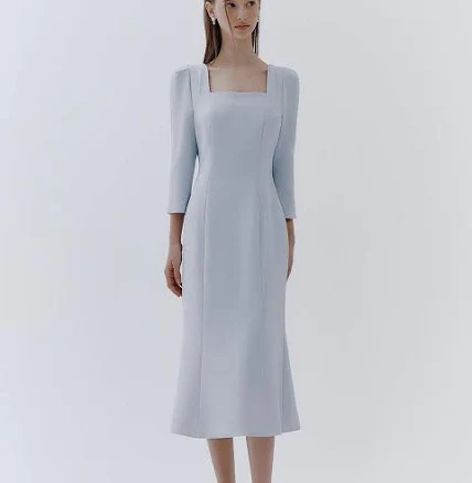 IvanaHelsinki Square Neck Puff Sleeve Mermaid Dress by W Concept