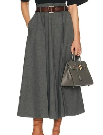Helsa Women's Wool Blend Pleated Skirt in Grey