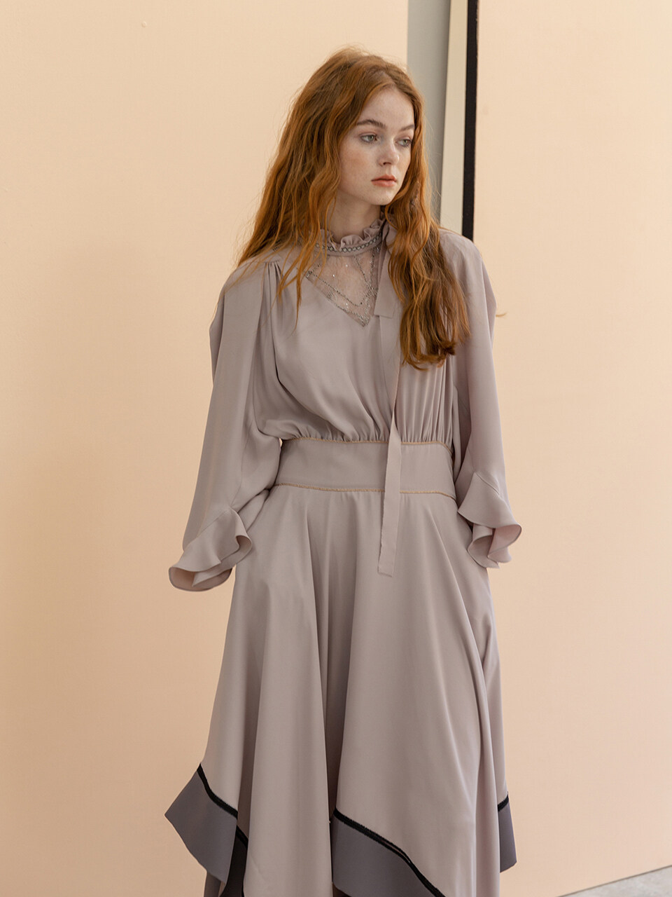 Embroidered Lace Asymmetric Dress