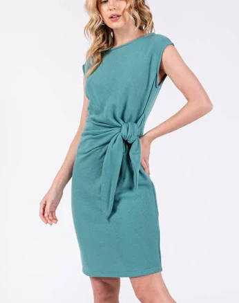 Terry Knit Gathered Waist Dress