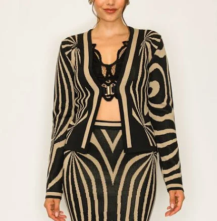 Jacquard Sweater Cardigan Top