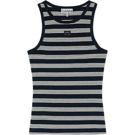 Ganni Women's Striped Embroidered Top