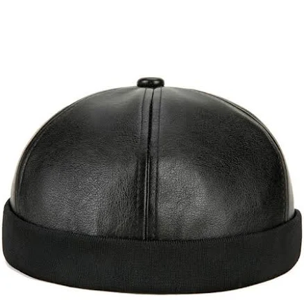 Men's Leather Rolled Cuff SkullcapMen's Leather Rolled Cuff Skullcap