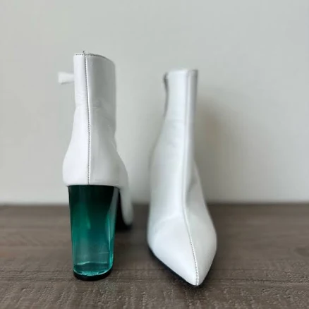 Helena and Kristie Ankle Boots with Teal Heel