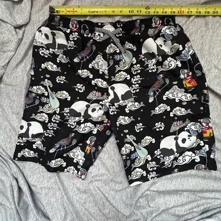 69 Slam 69SLAM Panda & Music Graphic Print Board Shorts - Men | Color: Gray/Black/White | Size: M
