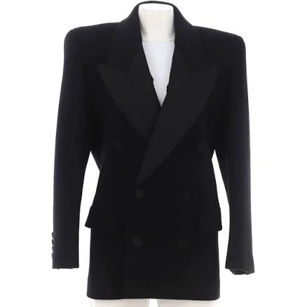 Saint Laurent Women's Double Breasted Blazer Wool Black