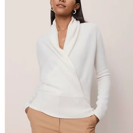Ann Taylor Women's Cashmere Shawl Collar Sweater