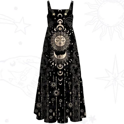 Purplehecate Lunar Eclipse Wide Strap Maxi Dress