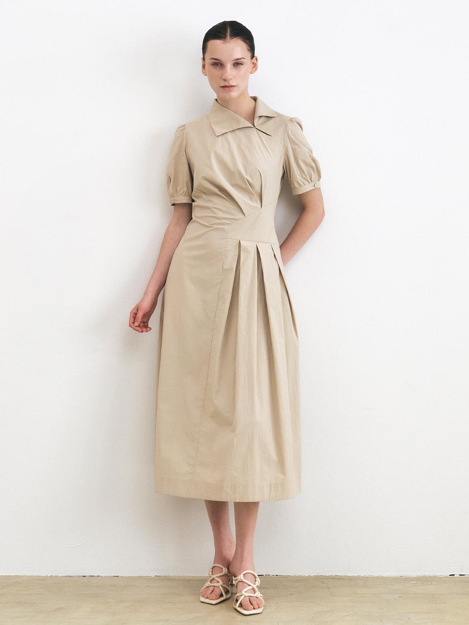 Unbalanced Pleated Trench Dress