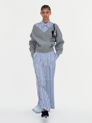 Stripe Print Wide Pants
