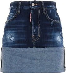 DSQUARED2 Turn-Up Hem Mini Denim Skirt IT38