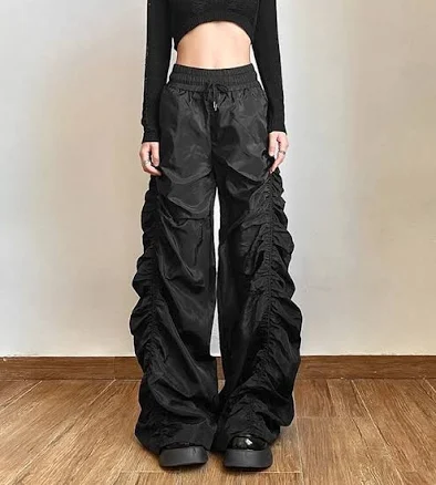 Kpop Ruched Wide Leg Pants