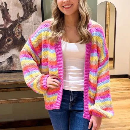 PINK COMBO Multi Stripe Cardi