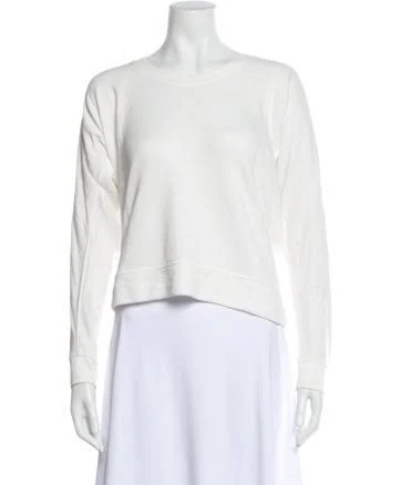 T by Alexander Wang Crew Neck Long Sleeve Sweatshirt in White, Women's XS