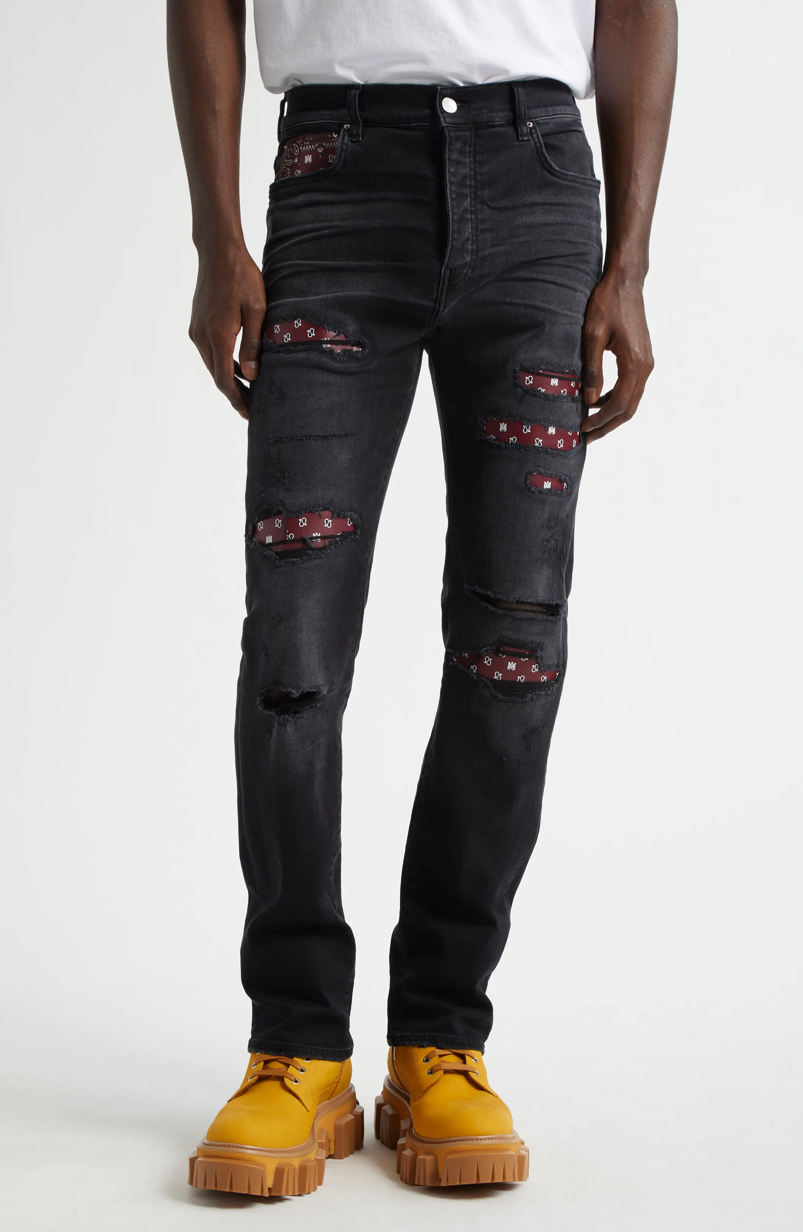 Bandana-trim Skinny Jeans