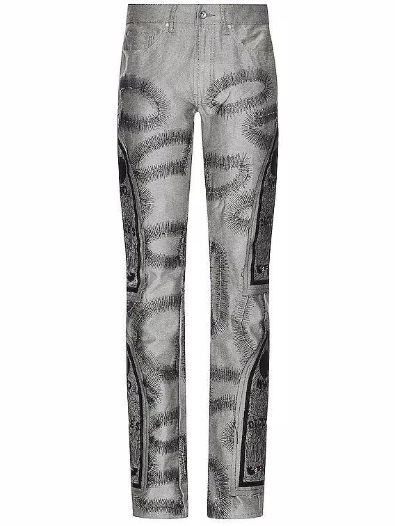 Rhinestone Text Denim