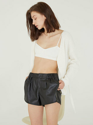 Piping Faux Leather Short Pants