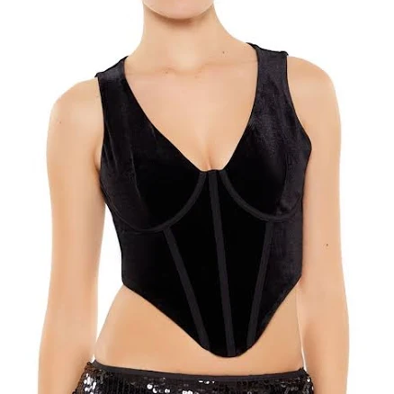 Cropped Velvet Bustier Tank Top